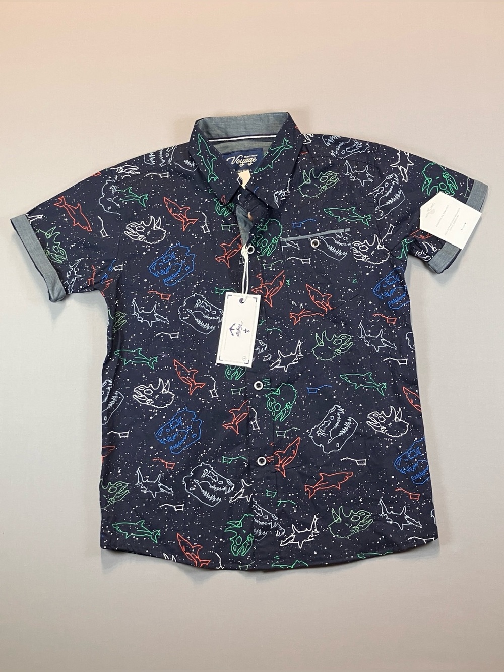NWT Craft + Flow Voyager Boys' Shark, Constellations, Dino Print S/S Shirt Sz 6
